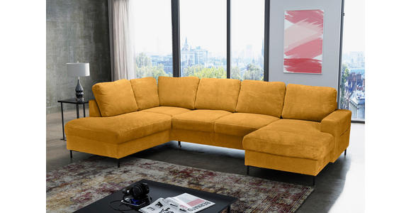 WOHNLANDSCHAFT Currygelb Cord  - Currygelb/Schwarz, KONVENTIONELL, Textil/Metall (197/303/148cm) - Carryhome