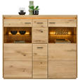 HIGHBOARD 153,8/133,5/37 cm  - Eichefarben/Schwarz, Natur, Glas/Holz (153,8/133,5/37cm) - Linea Natura