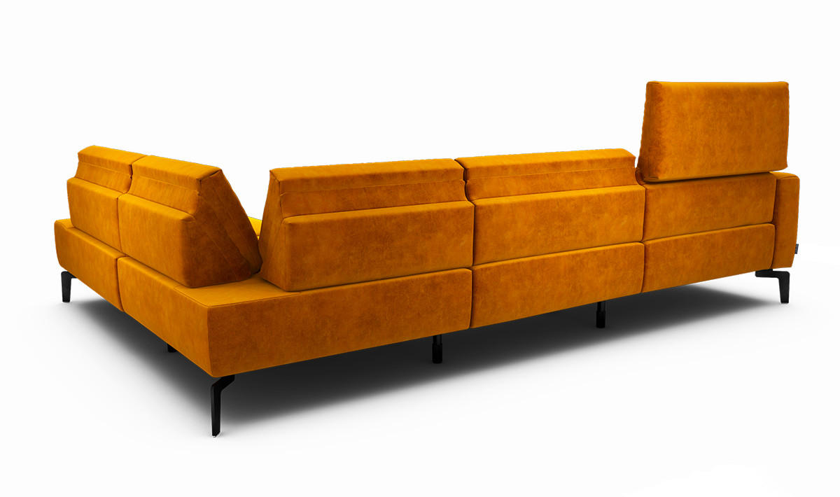 ECKSOFA Cosy Gelb Samt  - Gelb/Schwarz, Design, Textil/Metall (296/213cm) - SENSOO
