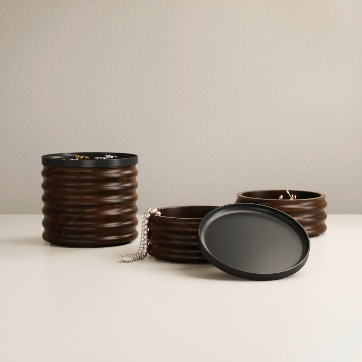 SCHMUCKSCHATULLE - Walnussfarben/Schwarz, KONVENTIONELL, Holz/Metall (12.7/11.7/12cm) - Umbra