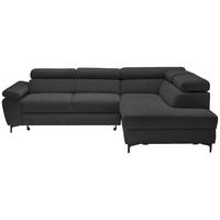 ECKSOFA inkl. Funktion COMBO Graphitfarben Flachgewebe  - Schwarz/Graphitfarben, Design, Textil/Metall (266/206cm) - Stylife