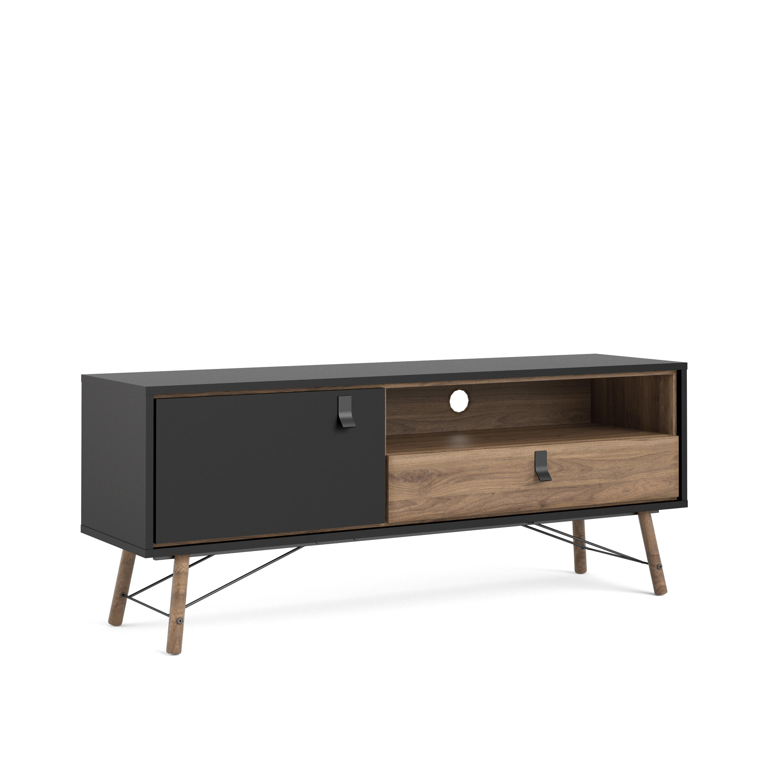 TV-BÄNK i valnötsfärgad, mörkgrå  - mörkgrå/valnötsfärgad, Design, metall/trämaterial (150,3/59,6/40,1cm) - Best Price