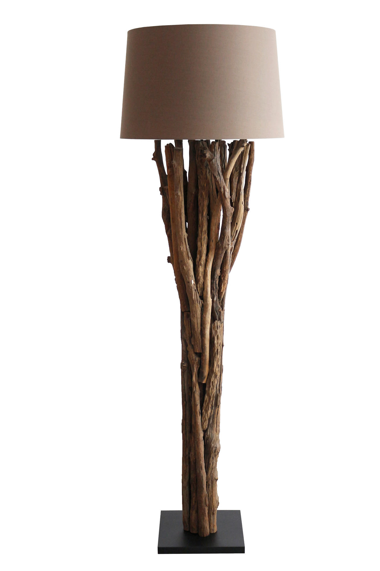 STEHLEUCHTE  30/175/30 cm   - Schwarz/Naturfarben, Design, Holz/Textil (30/175/30cm) - P & B