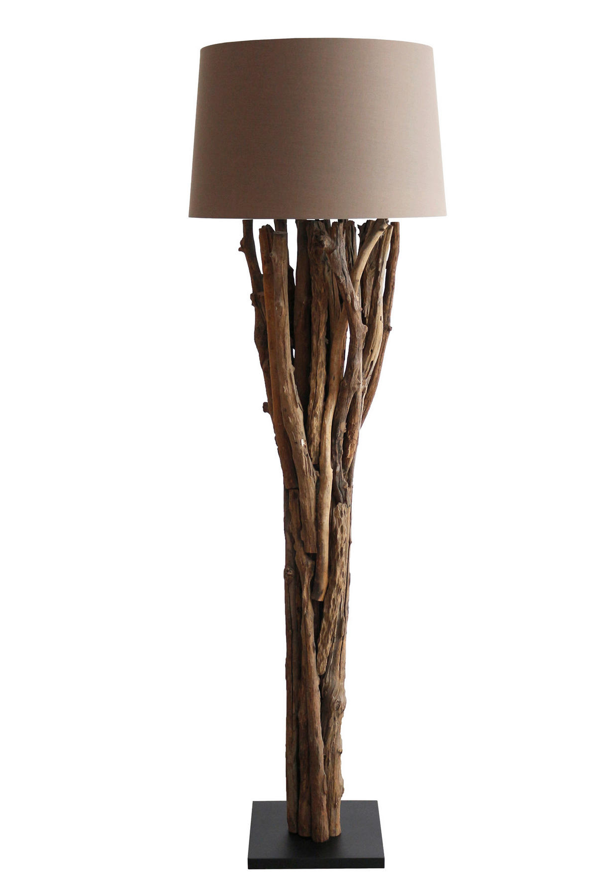 STEHLEUCHTE  30/175/30 cm   - Schwarz/Naturfarben, Design, Holz/Textil (30/175/30cm) - P & B