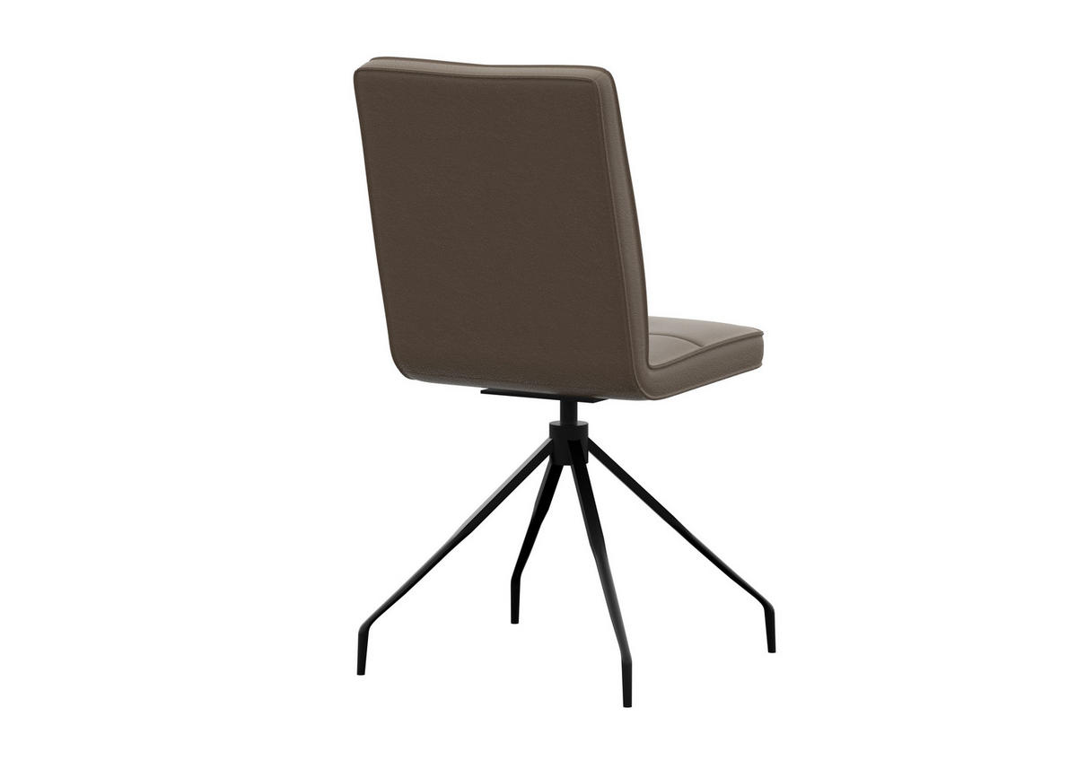 STUHL Echtleder Grau  - Grau, Design, Leder/Metall (45/96/58cm) - Moderano