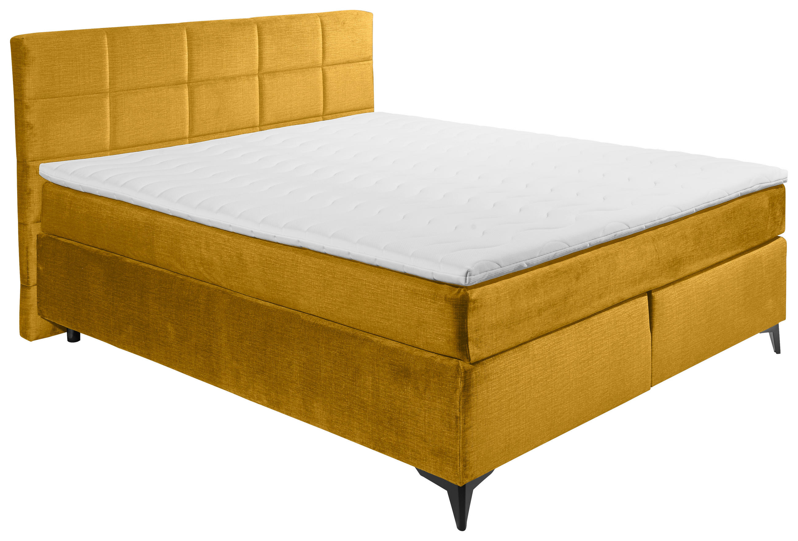 BOXSPRINGBETT 180/200 cm  in Currygelb  - Currygelb/Schwarz, Design, Holzwerkstoff/Kunststoff (180/200cm) - Xora