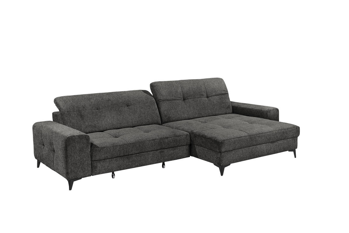 ECKSOFA SORELLA Graphitfarben Chenille Kopfteilverstellung, Sitztiefenverstellung  - Schwarz/Graphitfarben, Design, Kunststoff/Textil (328/182cm) - MID.YOU