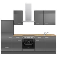 KÜCHENBLOCK 270 cm   in Eichefarben, Schieferfarben  - Schieferfarben/Edelstahlfarben, MODERN, Holzwerkstoff/Metall (270cm) - Nobilia