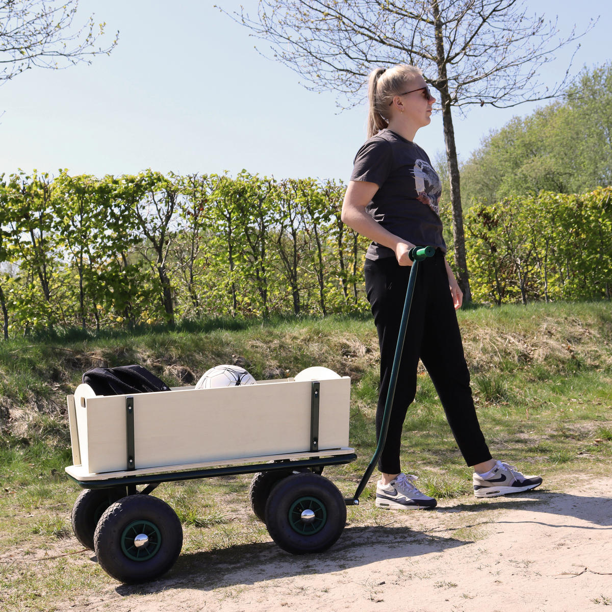 BOLLERWAGEN    - Braun/Grün, KONVENTIONELL, Holz/Metall (61/95/97cm) - Ambia Garden