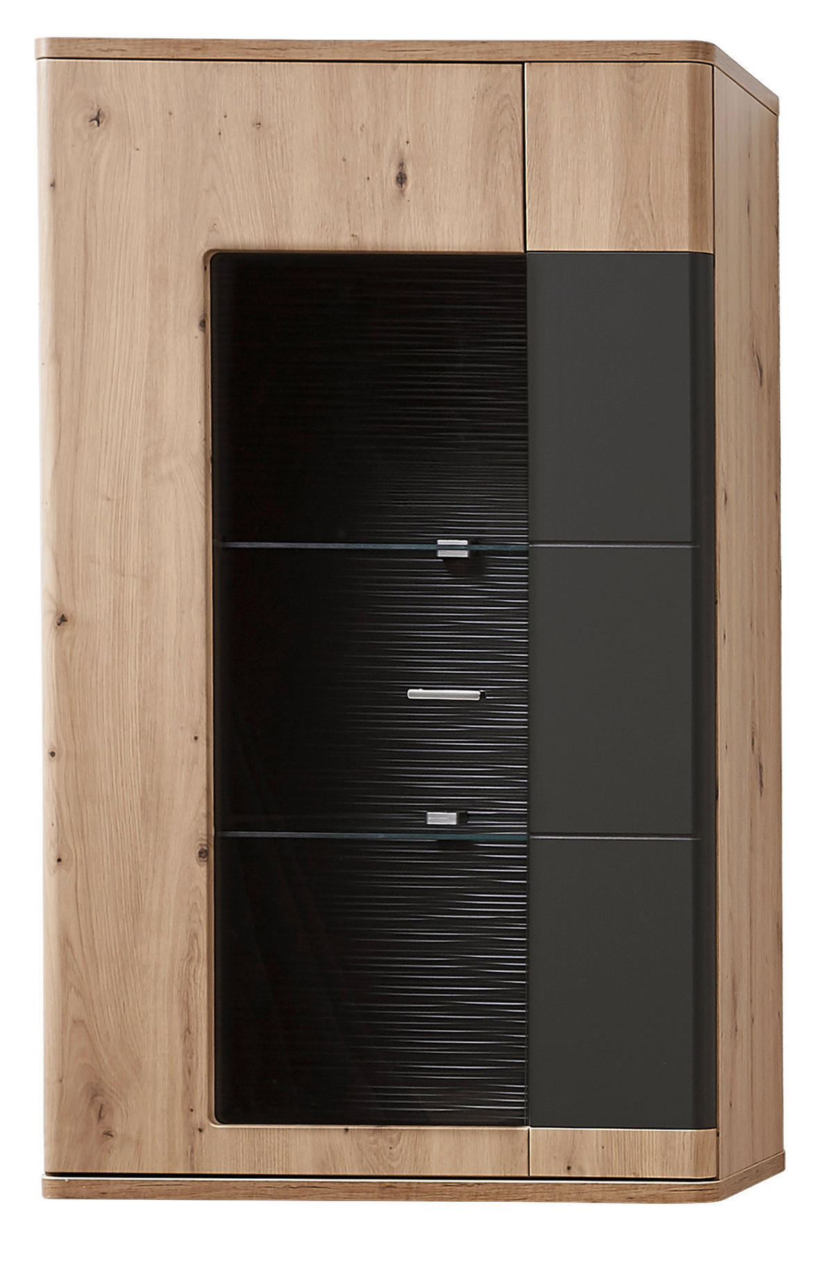 HÄNGEVITRINE in Graphitfarben, Eichefarben   - Eichefarben/Silberfarben, KONVENTIONELL, Glas/Holzwerkstoff (70/120/38cm) - Xora