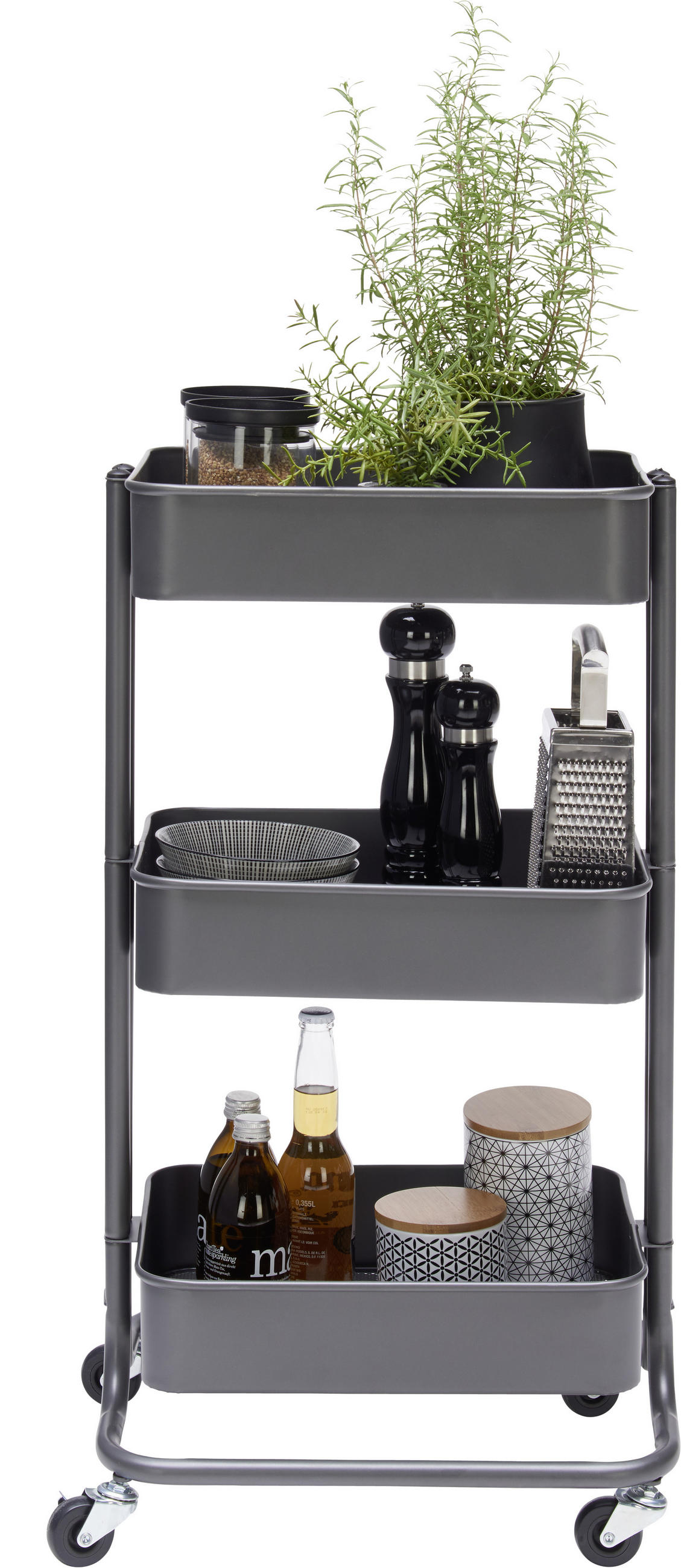 UNIVERZÁLNÍ VOZÍK, 43/78,5/35 cm - tmavě šedá, Design, kov (43/78,5/35cm) - Carryhome
