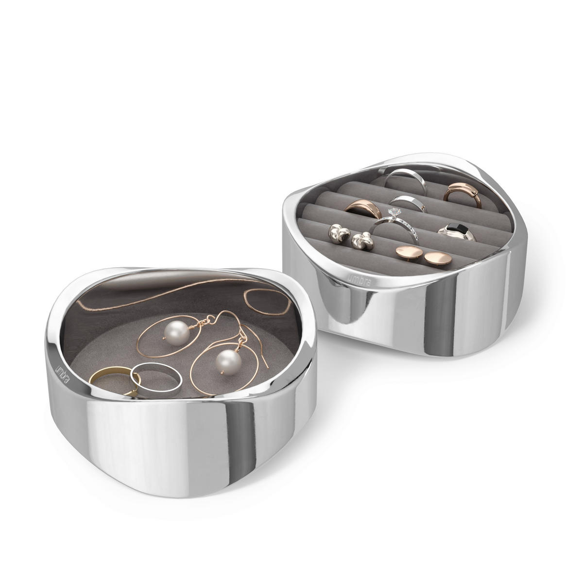 SCHMUCKBOX - Chromfarben, Design, Textil/Metall (10,16/8,26cm) - Ambia Home