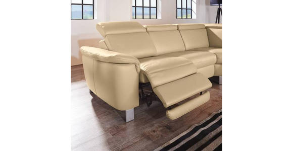 ECKSOFA in Echtleder Hellbraun  - Hellbraun/Alufarben, Design, Leder/Metall (271/242cm) - Cantus