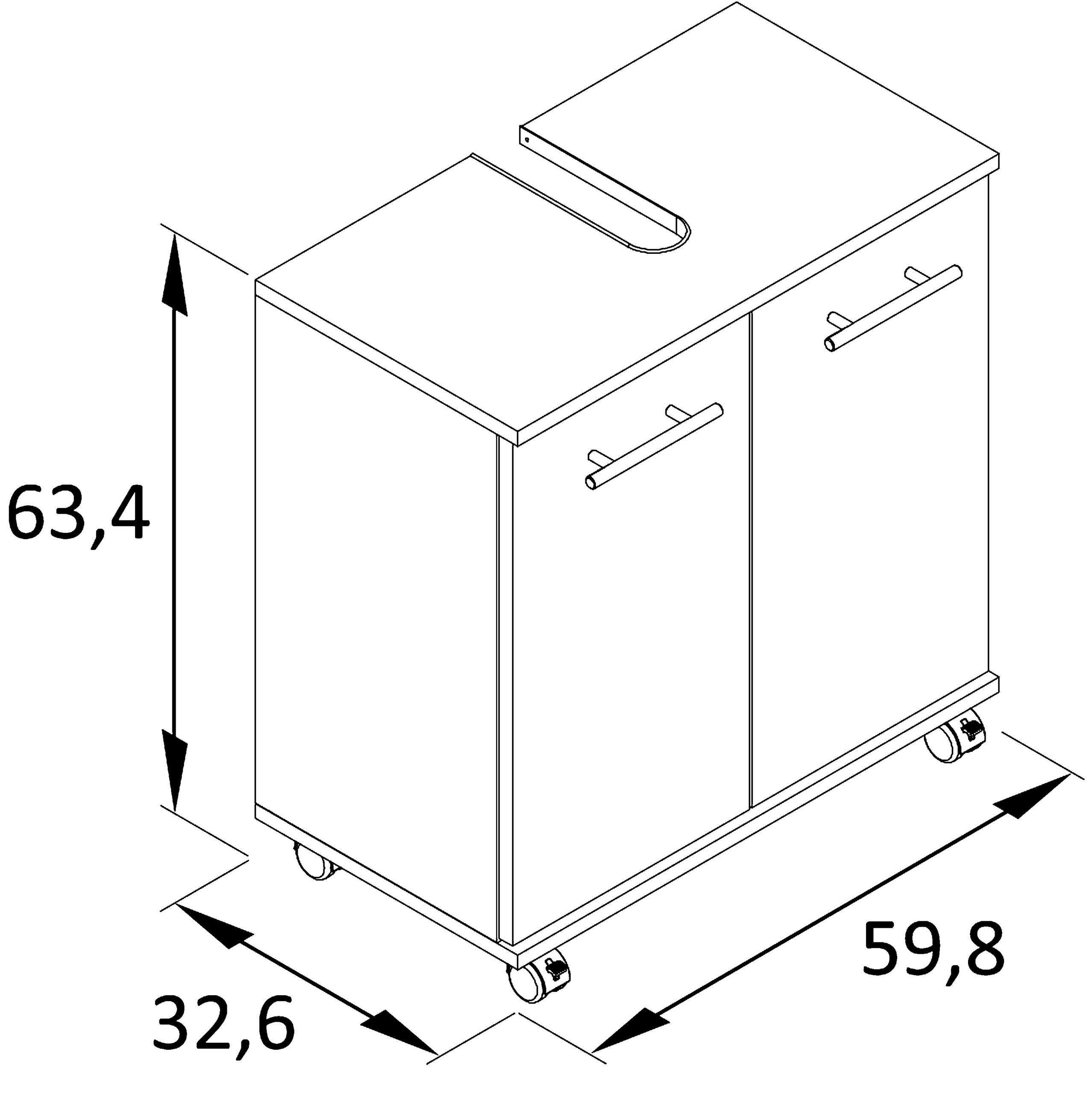 Thumbnail - Stylife Waschbeckenunterschrank Emmi, Weiß, Metall, 1 Fächer, 60x63.4x32.6 cm, Made in Germany, stehend, Typenauswahl, B...