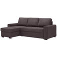 ECKSOFA inkl.Funktionen Dunkelgrau Webstoff Rückenkissen, Schlaffunktion, Stauraum  - Dunkelgrau/Schwarz, Design, Textil (245/160cm) - Xora