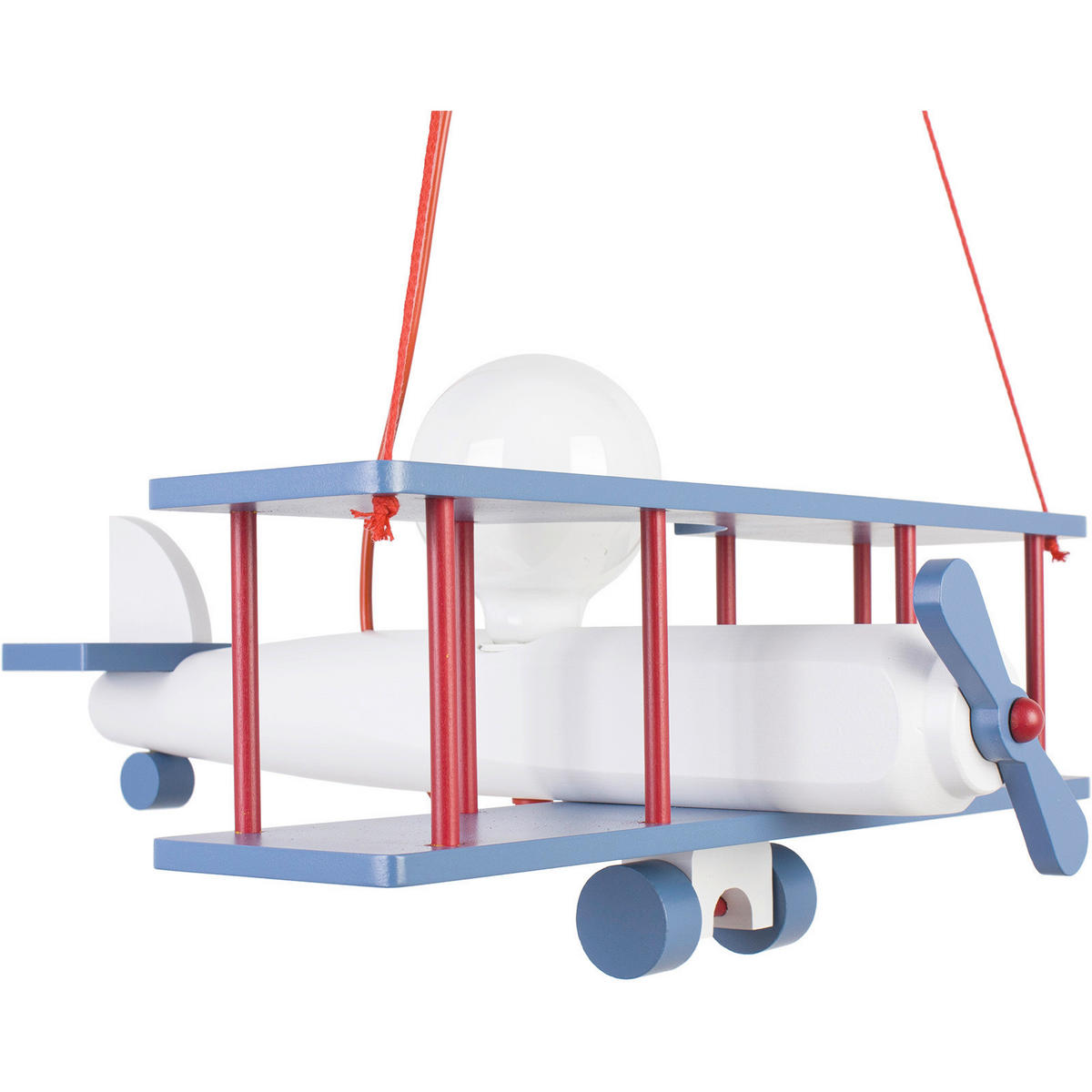 KINDERHÄNGELEUCHTE 42/45/75 cm   - Blau/Rot, KONVENTIONELL, Holz (42/45/75cm)