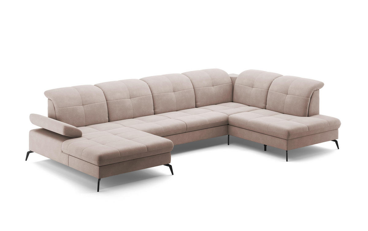 WOHNLANDSCHAFT in Flachgewebe Greige  - Greige/Schwarz, Konventionell, Textil/Metall (185/357/231cm) - Sit & More