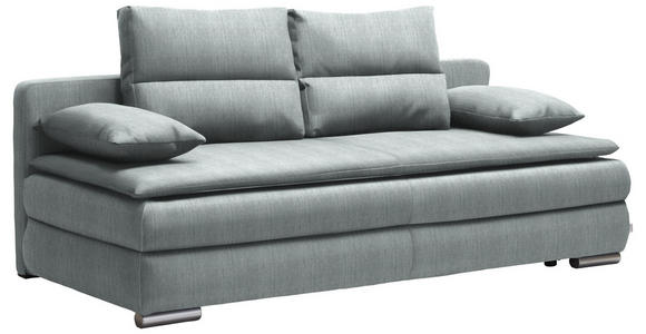 SCHLAFSOFA in Textil Hellblau - Silberfarben/Hellblau, KONVENTIONELL, Kunststoff/Textil (207/94/90cm) - Venda