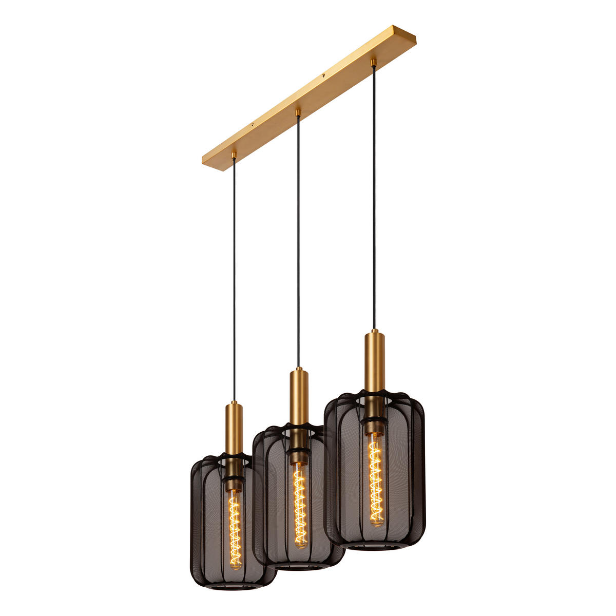 PENDELLEUCHTE CORINA 90/22/185 cm   - Messingfarben/Goldfarben, Trend, Kunststoff/Metall (90/22/185cm) - Lucide
