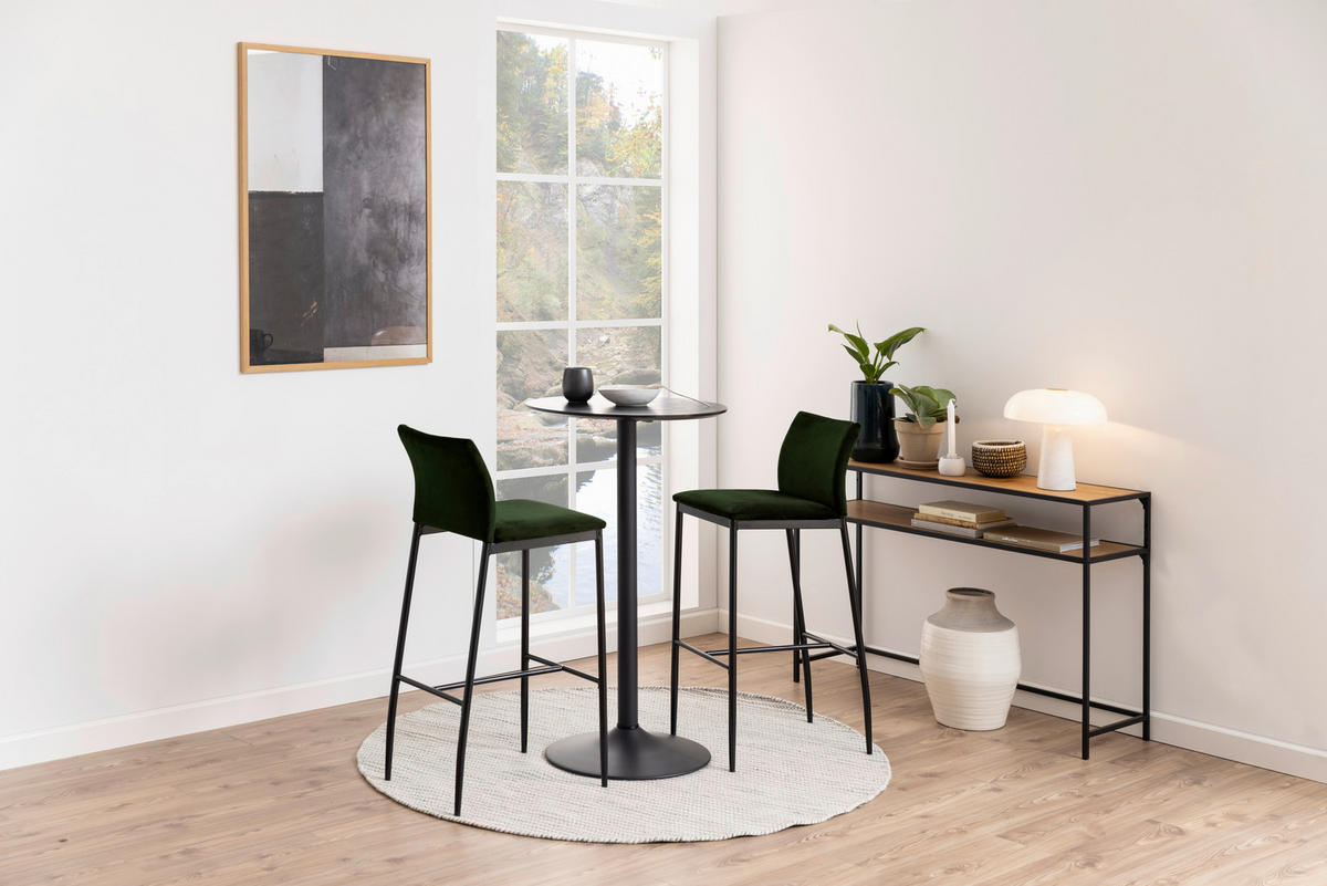 KONSOLENTISCH Schwarz, Wildeiche  - Wildeiche/Schwarz, Trend, Holzwerkstoff/Metall (120/35/79cm)