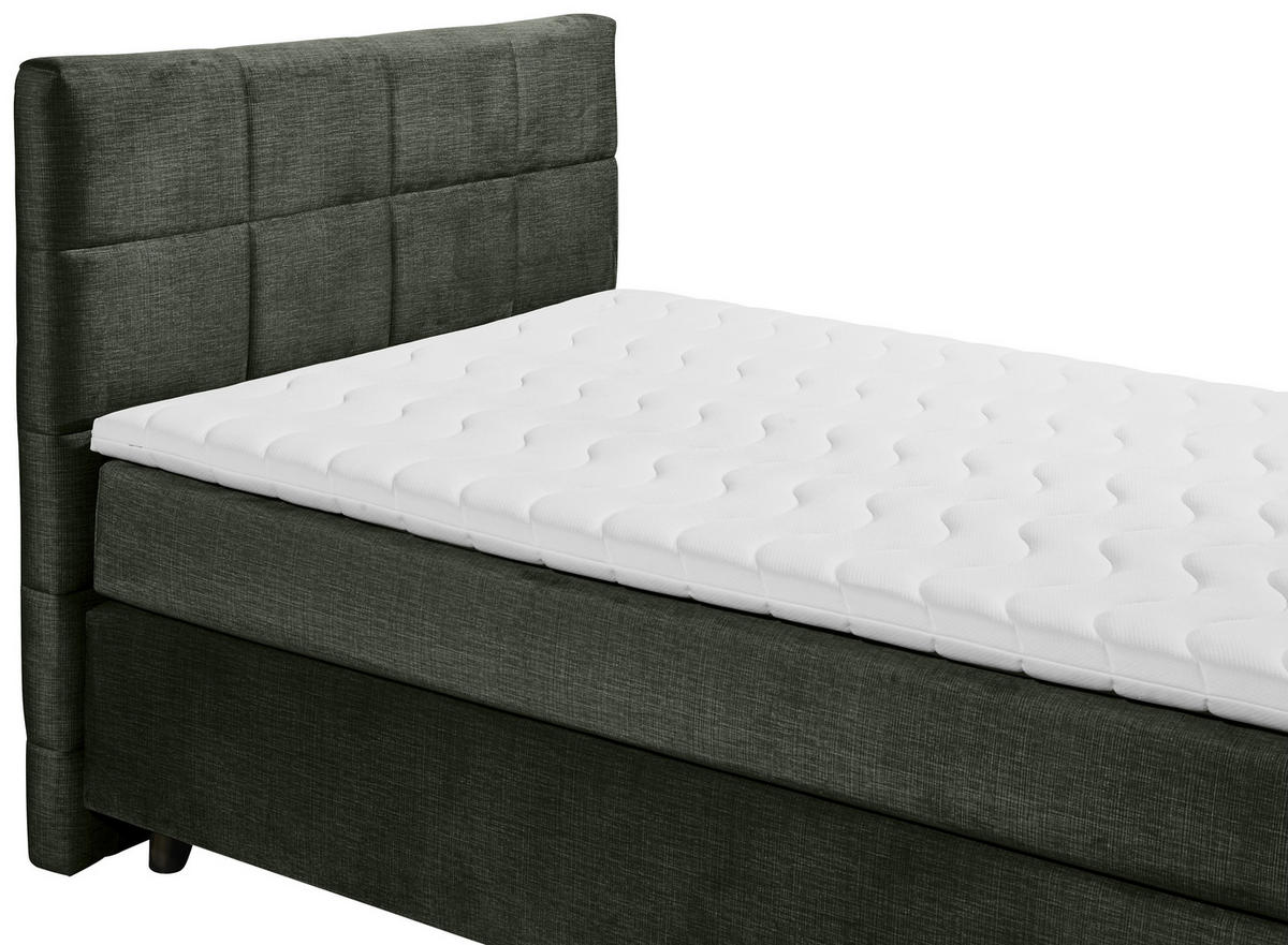 BOXSPRINGBETT 140/200 cm  in Dunkelgrün  - Dunkelgrün/Schwarz, Design, Holzwerkstoff/Kunststoff (140/200cm) - Xora