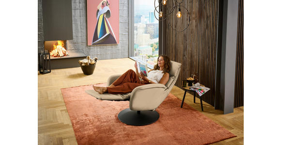 RELAXSESSEL in Leder Beige  - Beige/Schwarz, Design, Leder/Metall (76/108/86cm) - Dieter Knoll