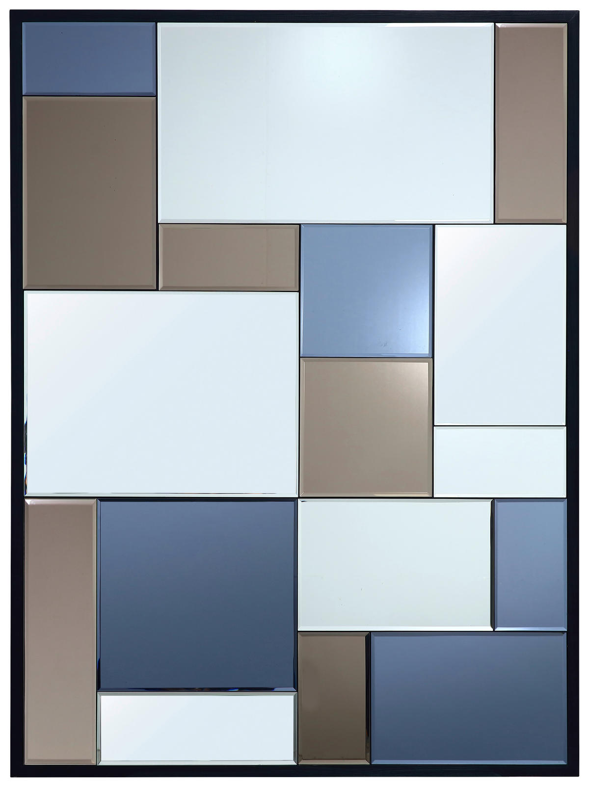 DEKOSPIEGEL 85/115/3,3 cm    in rechteckig  - Klar/Dunkelgrau, Design, Glas/Holzwerkstoff (85/115/3,3cm) - MID.YOU