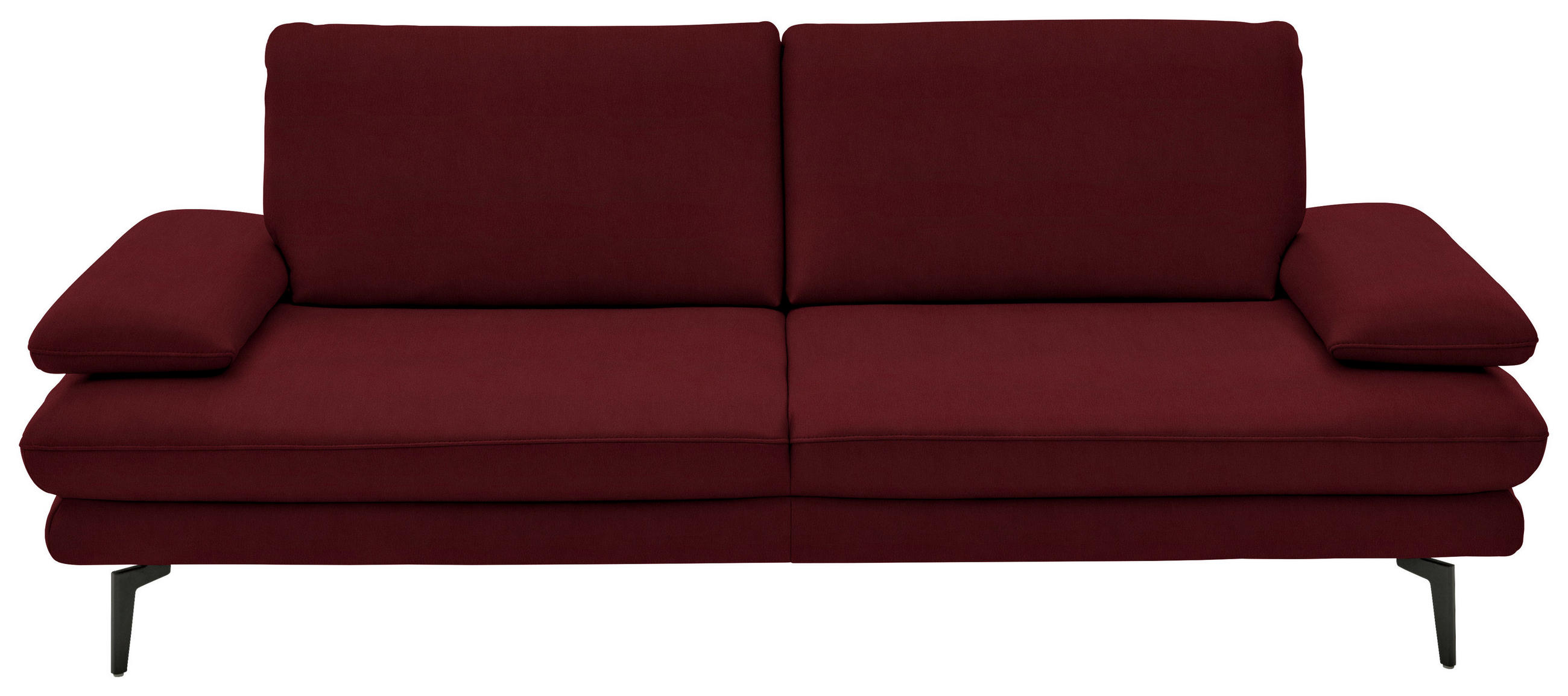 3-SITZER-SOFA in Echtleder Dunkelrot  - Schwarz/Dunkelrot, Design, Leder/Metall (222/86/104cm) - Dieter Knoll