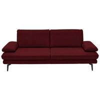 3-SITZER-SOFA in Echtleder Dunkelrot  - Schwarz/Dunkelrot, Design, Leder/Metall (222/86/104cm) - Dieter Knoll
