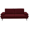 3-SITZER-SOFA in Leder Dunkelrot  - Schwarz/Dunkelrot, Design, Leder/Metall (222/86/104cm) - Dieter Knoll