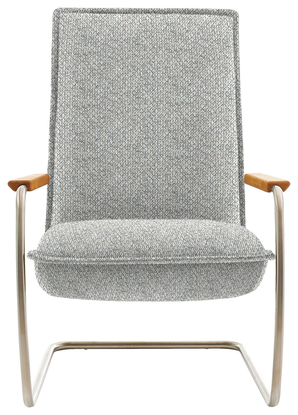 SESSEL in Flachgewebe Hellgrau  - Edelstahlfarben/Eichefarben, Design, Holz/Textil (76/105/87cm) - Livetastic