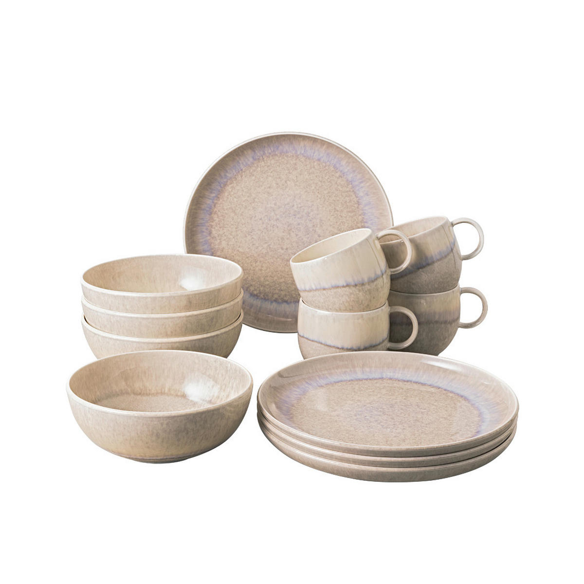 FRÜHSTÜCKSSERVICE Sandfarben Perlemor sand 12-teilig 4  Personen  - Sandfarben, KONVENTIONELL, Keramik (34,5/19,4/32,0cm) - like.Villeroy & Boch