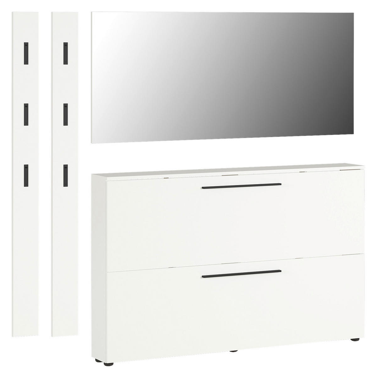GARDEROBE 4-teilig  in 185/200/19 cm  - Weiss, Basics, Glas/Holzwerkstoff (185/200/19cm)