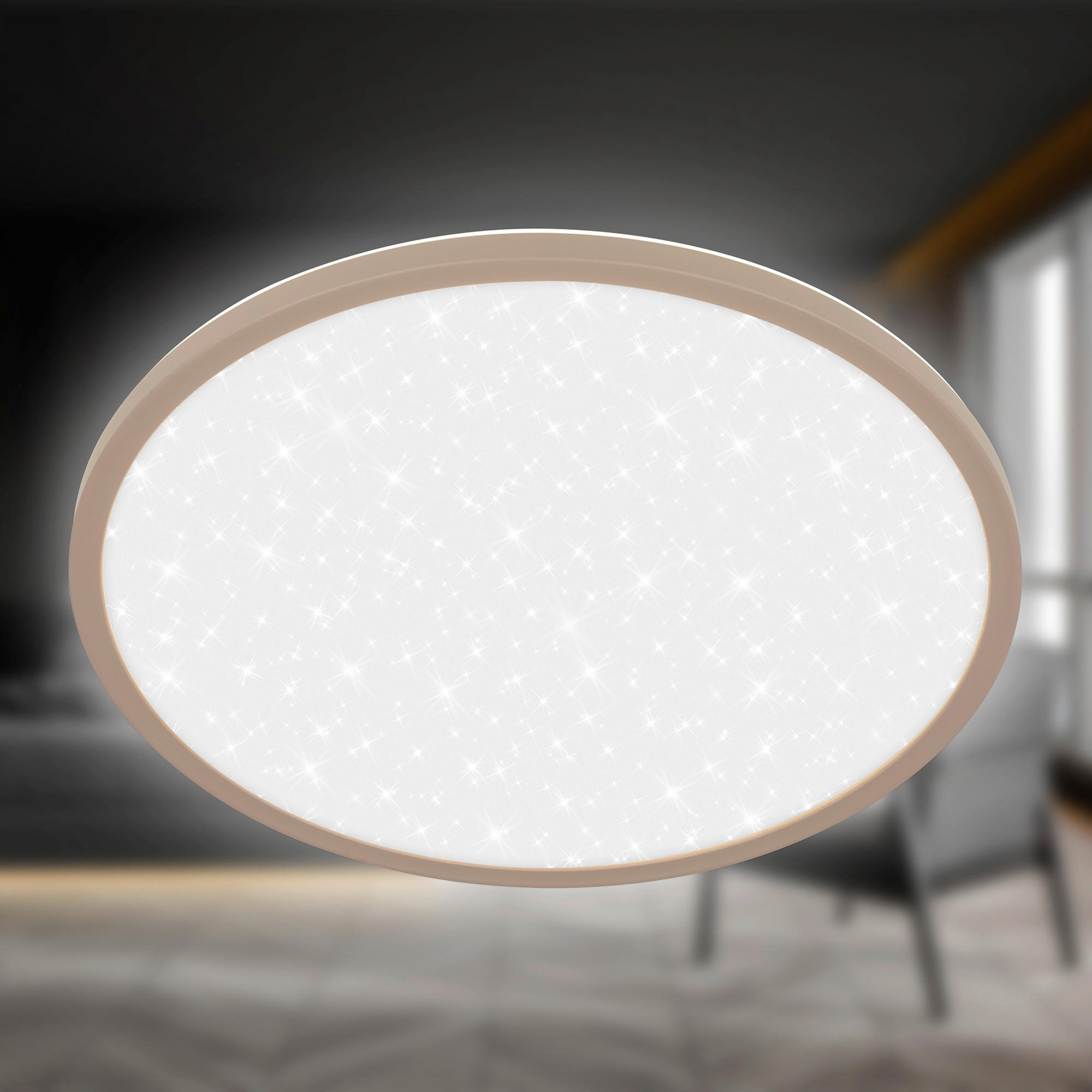 Thumbnail - Led-Paneel Slim, Beige, Kunststoff, rund,rund, 4.5 cm, Sternenhimmel, Backlight-Effekt, Lampen & Leuchten, Innenbeleucht...