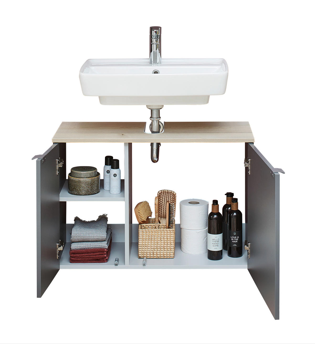 WASCHBECKENUNTERSCHRANK 80/52,9/33 cm  - Dunkelgrau/Pinienfarben, KONVENTIONELL, Holzwerkstoff/Metall (80/52,9/33cm) - Pelipal
