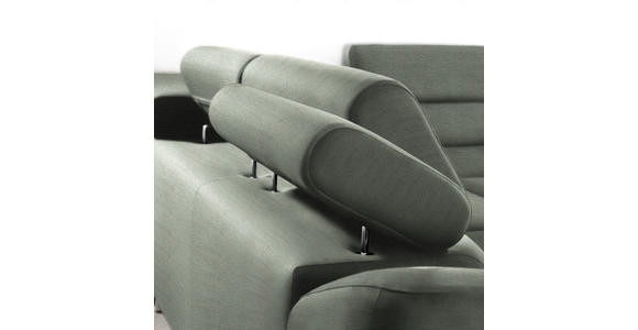 ECKSOFA in Webstoff Grau, Grün  - Grau/Grün, Design, Textil/Metall (280/235cm) - Hom`in