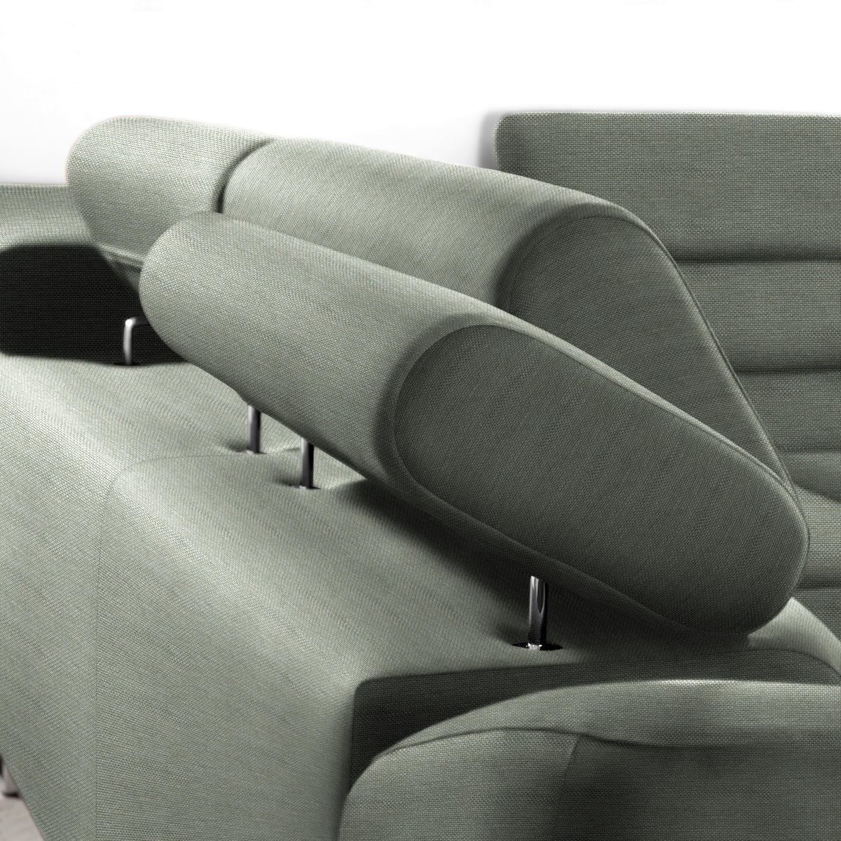 ECKSOFA in Webstoff Grau, Grün  - Grau/Grün, Design, Textil/Metall (280/235cm) - Hom`in