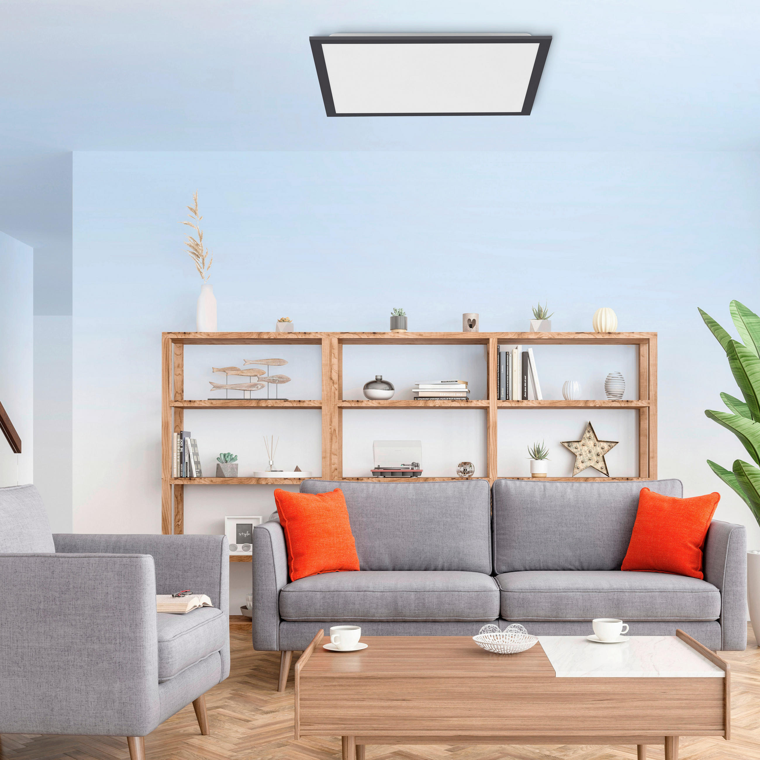 LED-DECKENLEUCHTE Flat 44,5/44,5/7 cm   - Schwarz, Basics, Kunststoff/Metall (44,5/44,5/7cm)