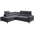 ECKSOFA in Struktur Anthrazit  - Anthrazit/Schwarz, MODERN, Textil/Metall (212/254cm) - Carryhome