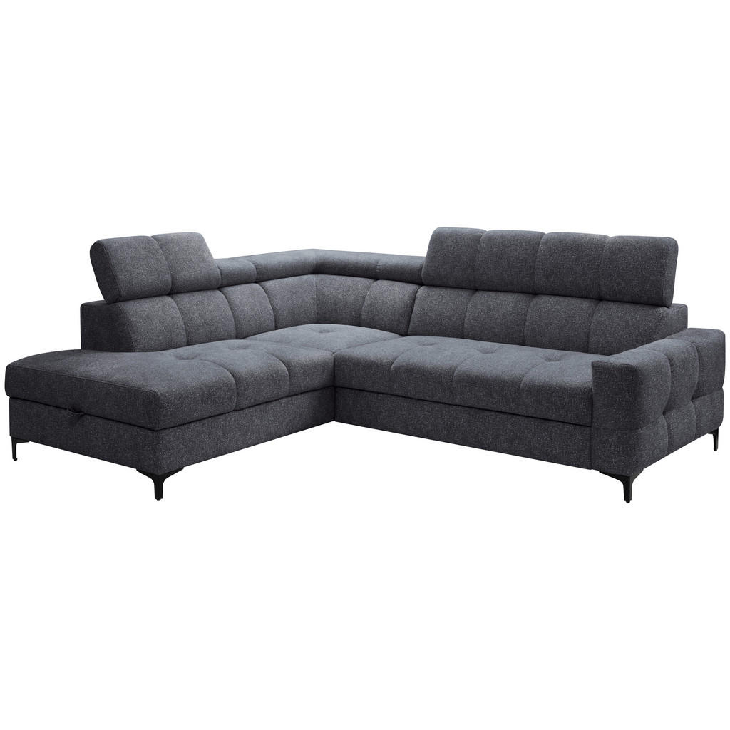 Thumbnail - Carryhome Ecksofa, Anthrazit, Textil, 4-Sitzer, Ottomane links, L-Form, 254x212 cm, Made in EU, Liegefunktion, seitenver...