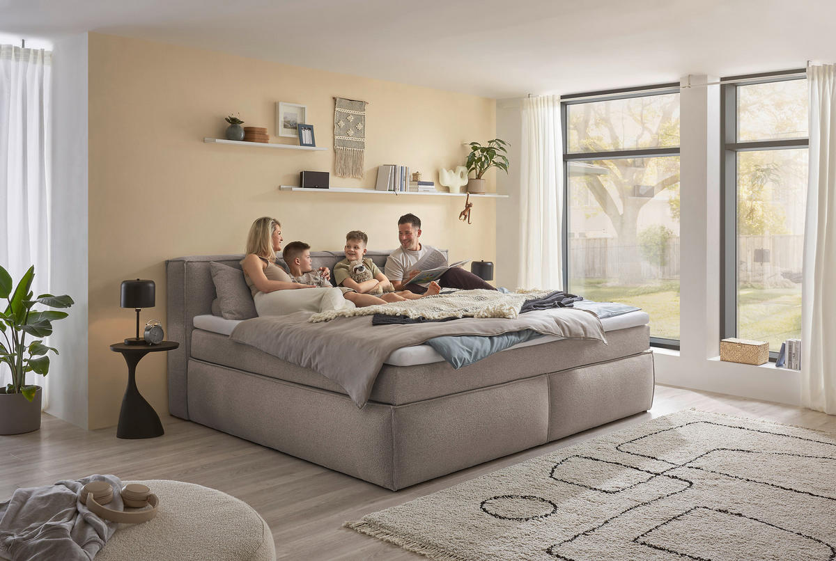 FAMILIENBOXSPRINGBETT - Taupe/Schwarz, LIFESTYLE, Kunststoff/Textil (240/200cm) - Esposa