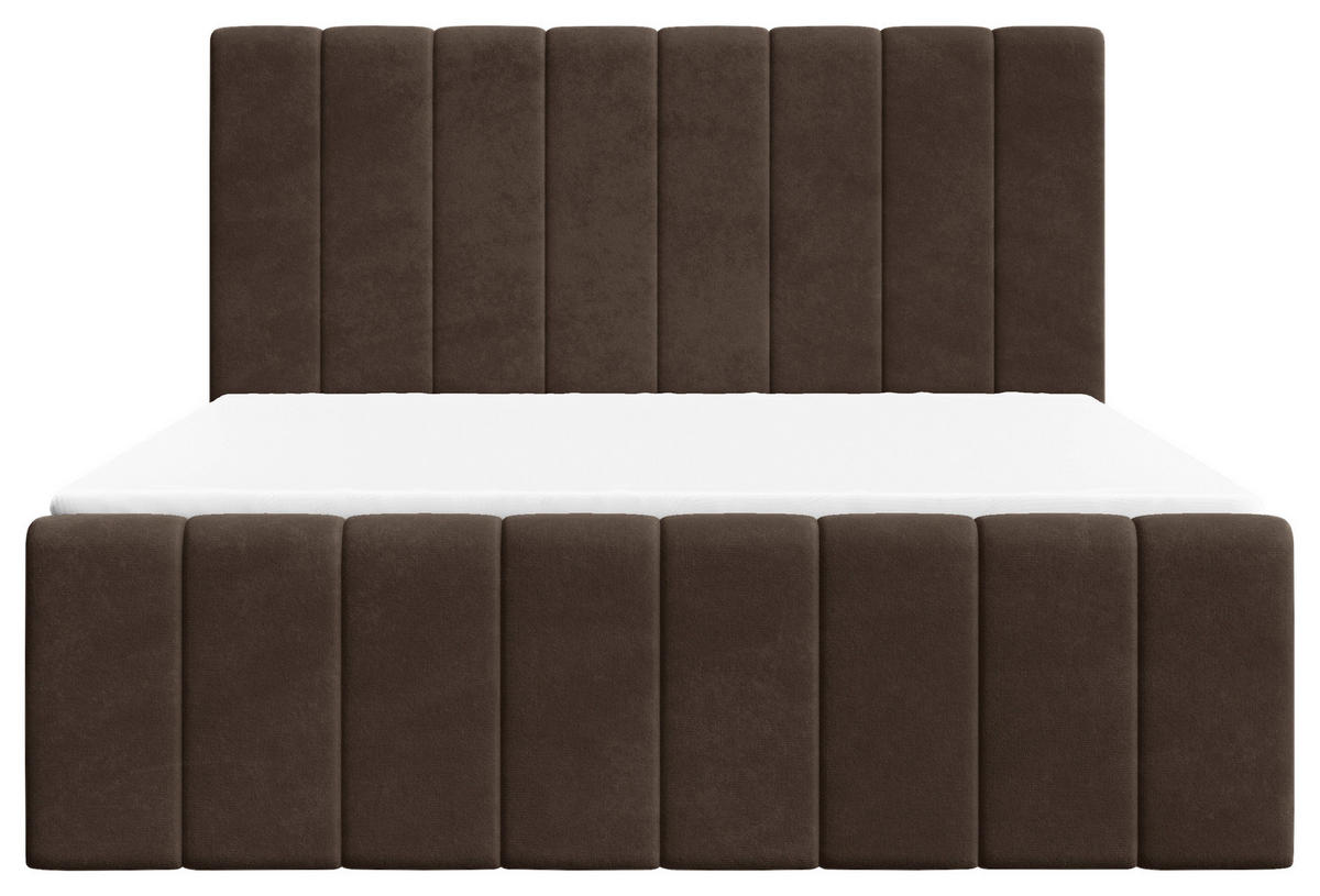 BOXBETT 160/200 cm,  in Dunkelbraun, Bettkasten, Topper, H2 + H3 = mittel + fest  - Dunkelbraun/Schwarz, MODERN, Holz/Kunststoff (160/200cm) - Livetastic