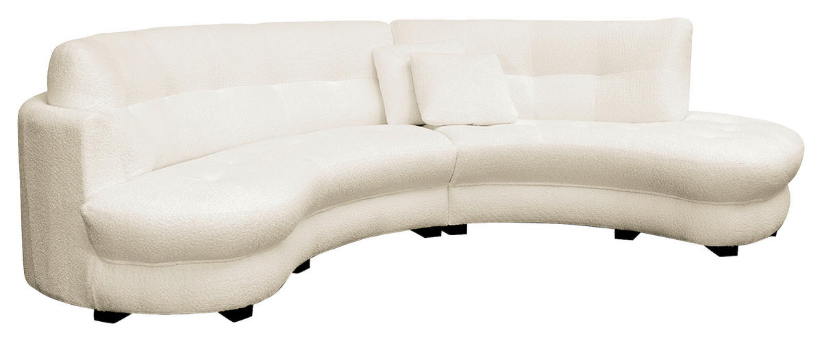ECKSOFA Rundform  Weiß Bouclé  - Schwarz/Weiß, Design, Kunststoff/Textil (300/113cm) - Livetastic