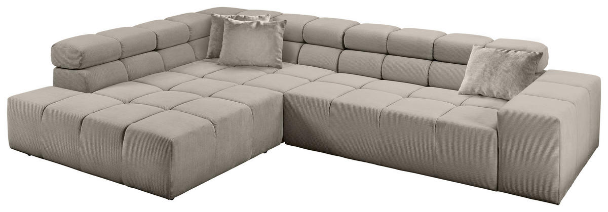 ECKSOFA in Feincord Sandfarben  - Sandfarben/Schwarz, Design, Kunststoff/Textil (215/319cm) - Hom`in