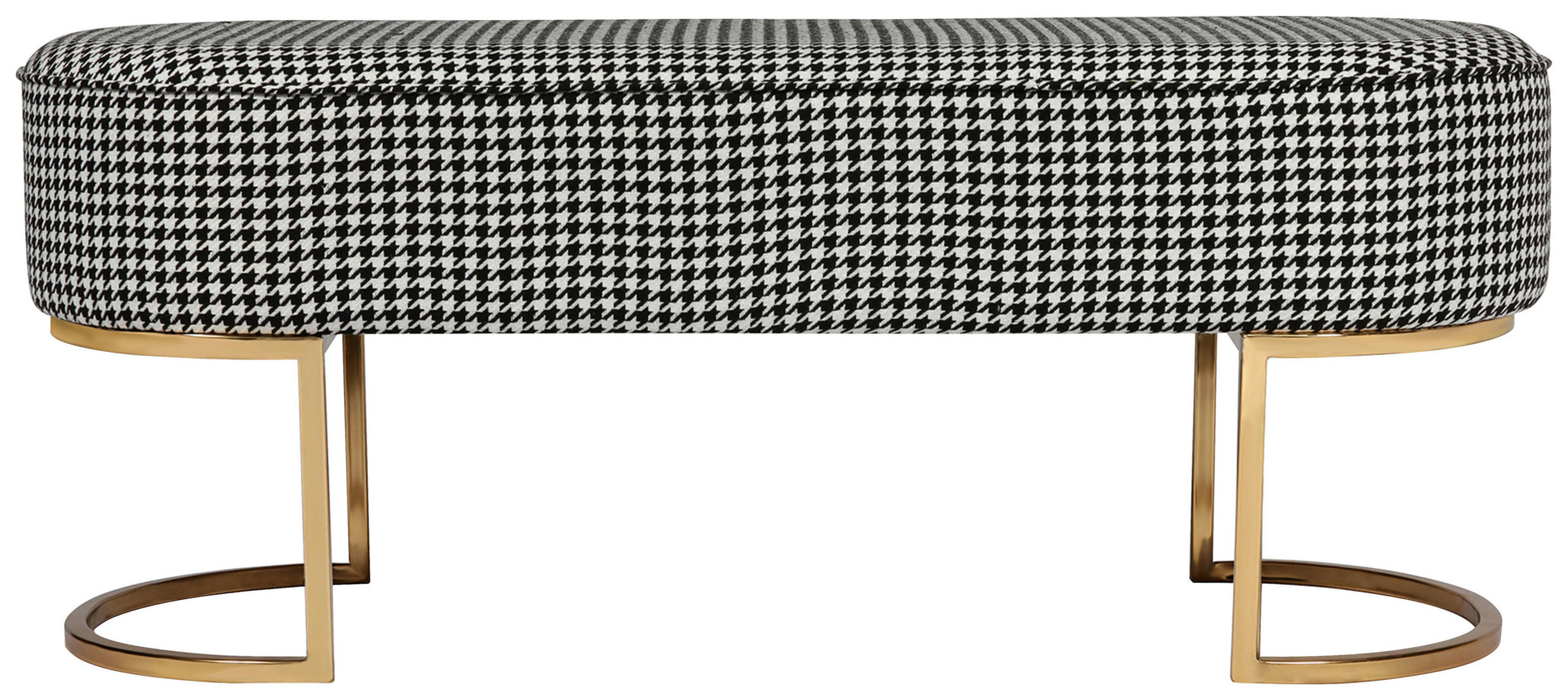 SITZBANK in Textil Schwarz, Weiß  - Goldfarben/Schwarz, Design, Textil/Metall (105/42/40cm) - Kayoom