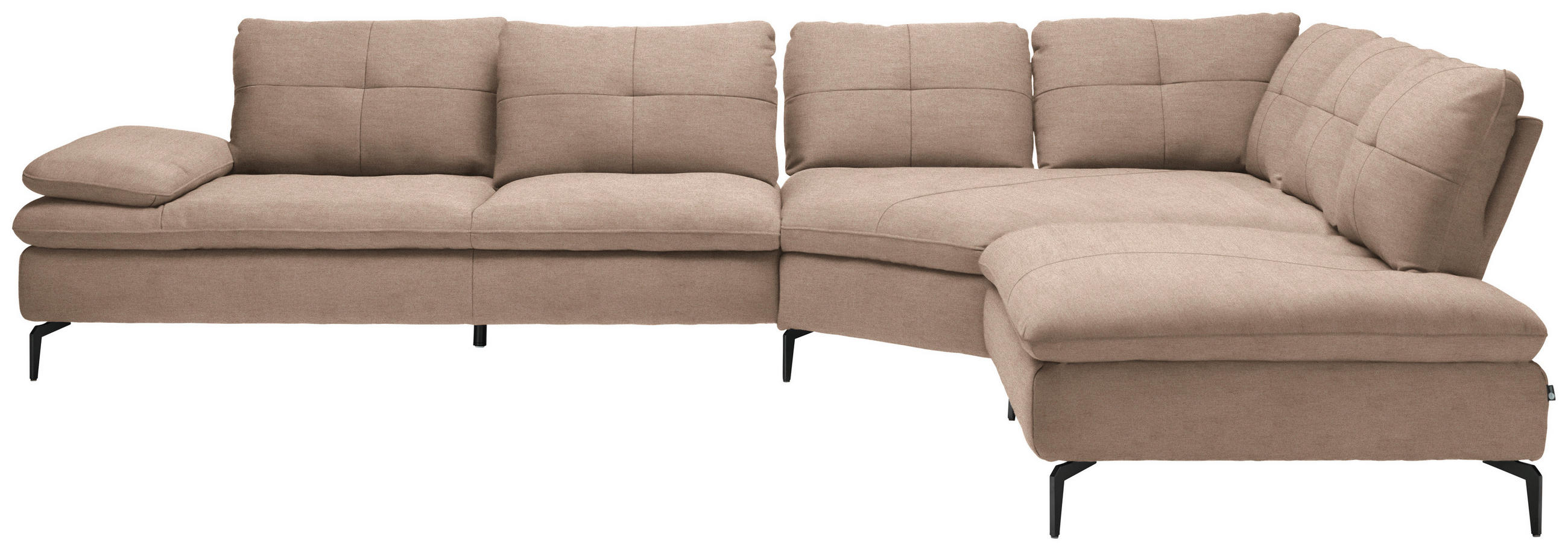 ECKSOFA in Flachgewebe Taupe  344/271 cm  - Taupe/Schwarz, Design, Textil/Metall (344/271cm) - Chilliano
