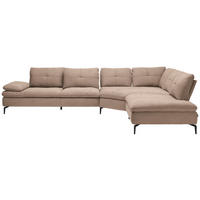 ECKSOFA in Flachgewebe Taupe  - Taupe/Schwarz, Design, Textil/Metall (344/271cm) - Chilliano