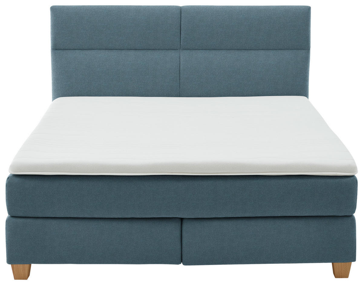 BOXSPRINGBETT 180/200 cm  in Blau  - Blau/Naturfarben, MODERN, Holz/Textil (180/200cm) - Beldomo - Sleep