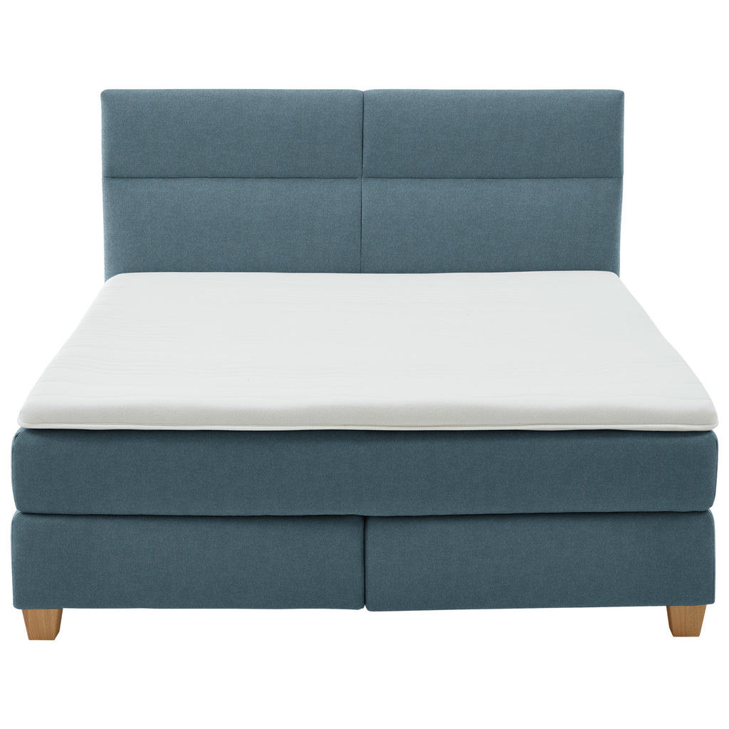 Thumbnail - Beldomo - Sleep Boxspringbett, Blau, Textil, Buche, massiv, H3, Höhe ca. 21 cm, 180x200 cm, Goldenes M, Made in EU, Matr...