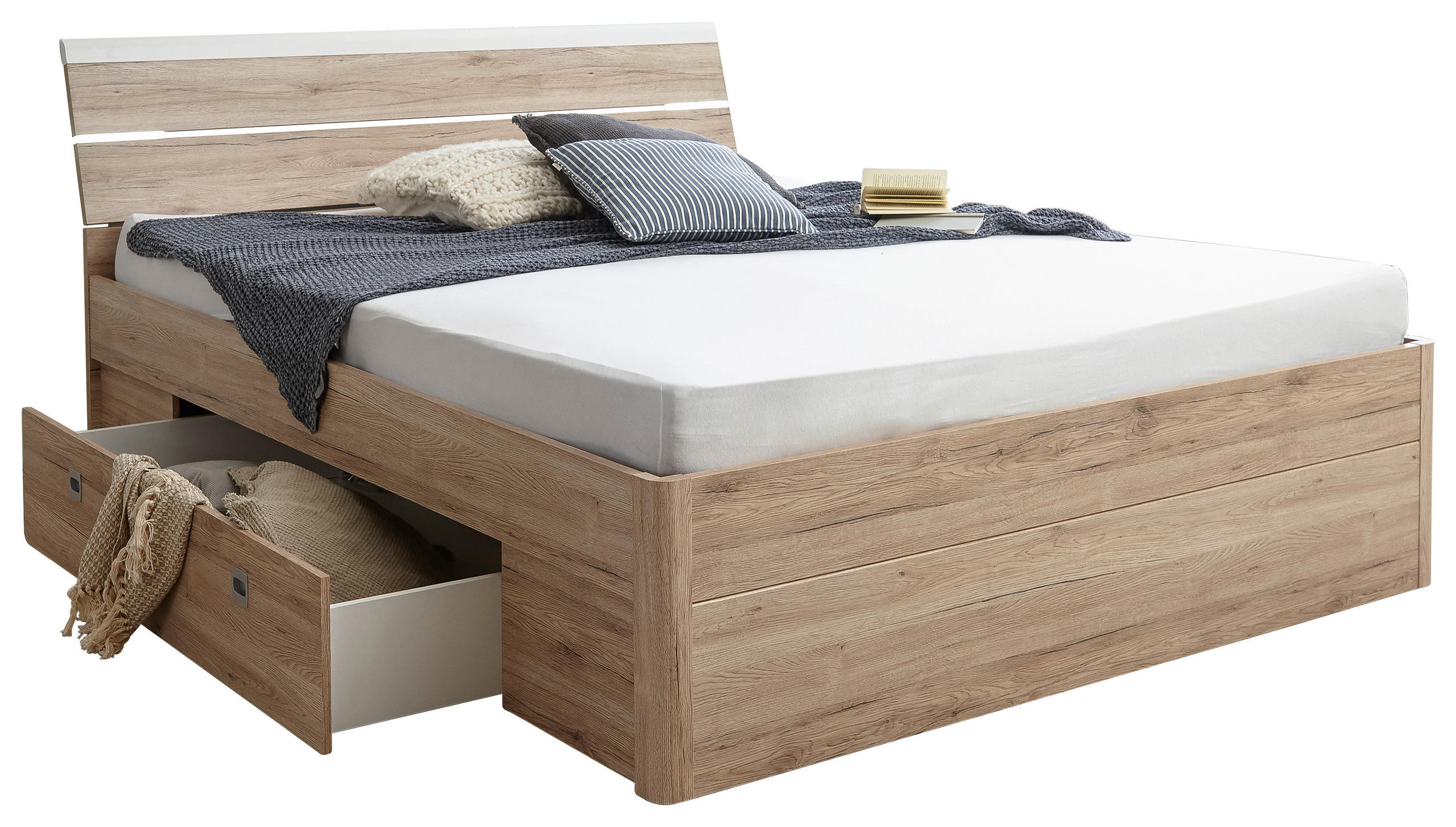 STAURAUMBETT 180/200 cm  in Weiß, Eiche San Remo  - Eichefarben/Weiß, KONVENTIONELL, Holzwerkstoff (180/200cm) - Ti'me